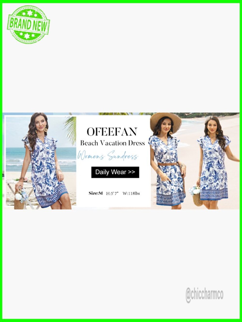 Women's Casual Ruffle Sleeve V-Neck Swing Sundress with Pockets - Picture 6 of 7
